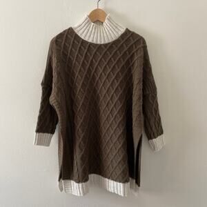 Mersea Sweater Womens One Size Lisbon Traveler Color Block Cable Knit Fisherman